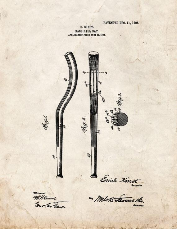 Baseball Bat Patent Print