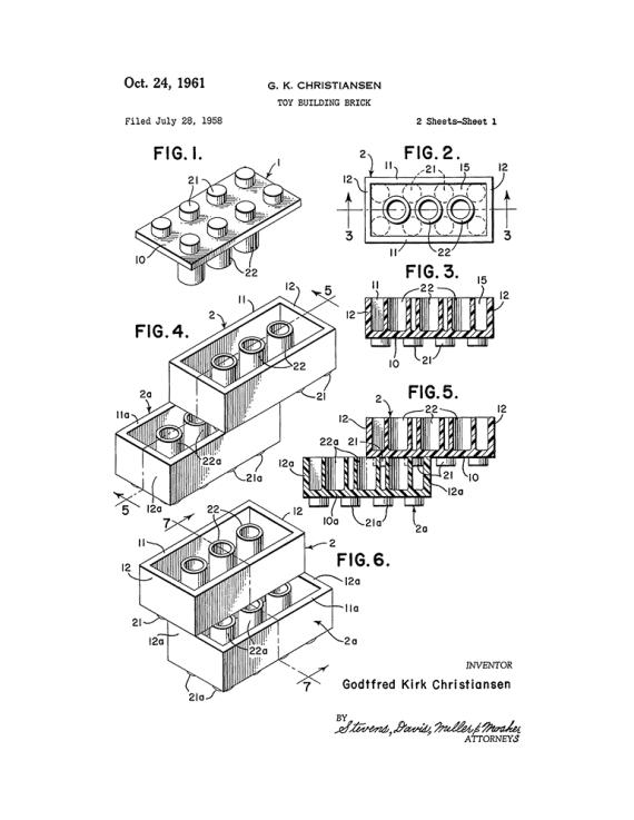 Lego Toy Building Block Patent Print