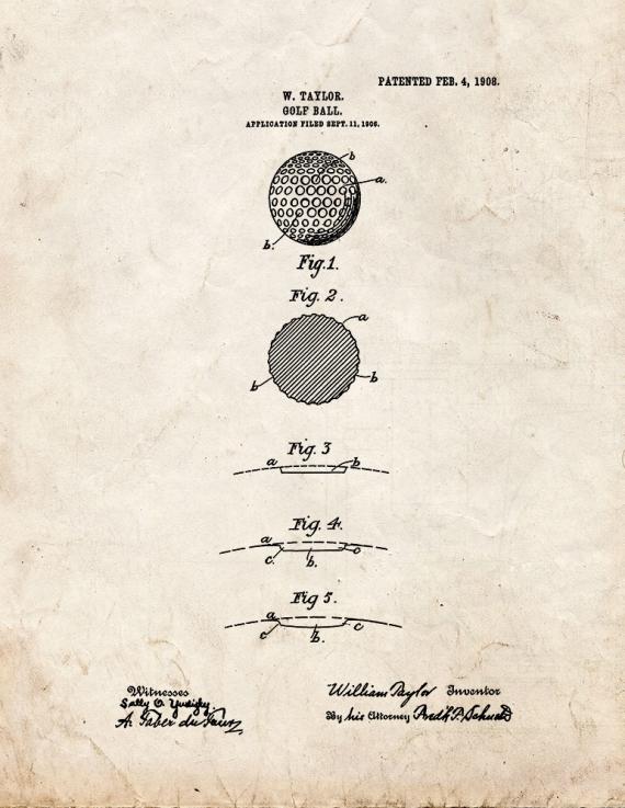 Golf Ball Patent Print