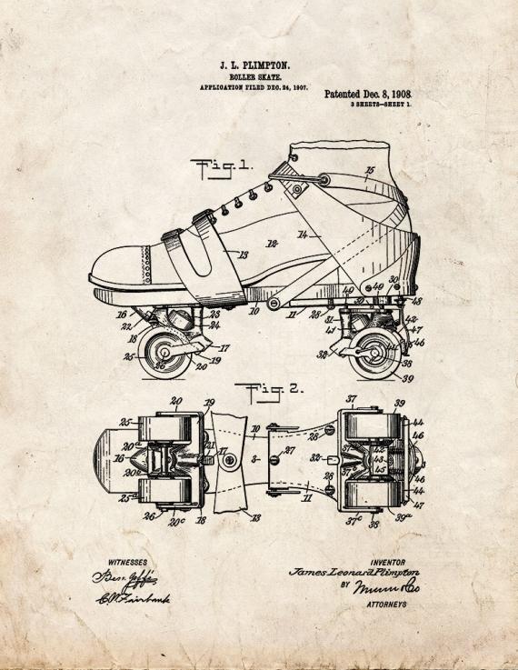 Roller Skate Patent Print