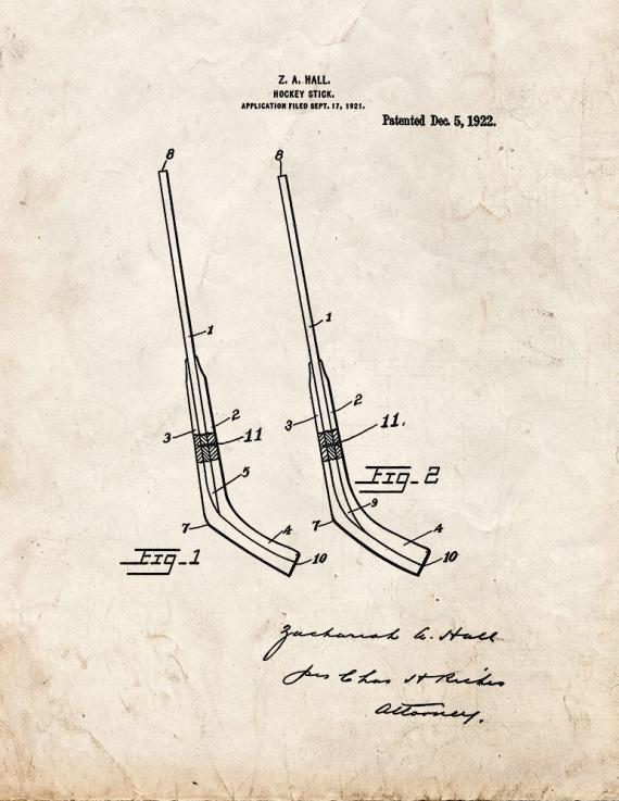 Hockey Stick Patent Print