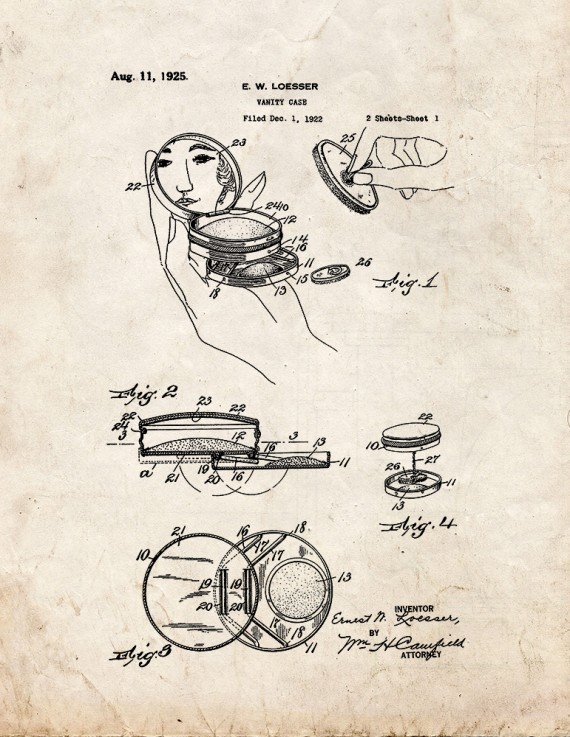 Vanity Case Patent Print