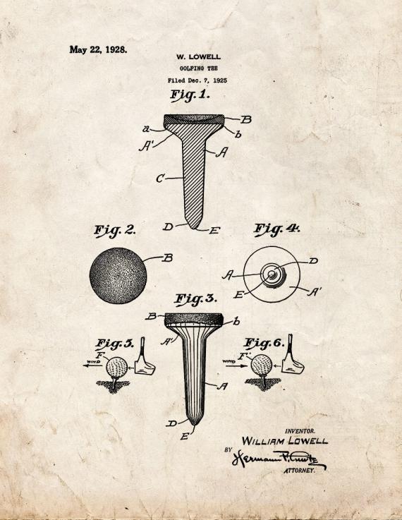 Golfing Tee Patent Print