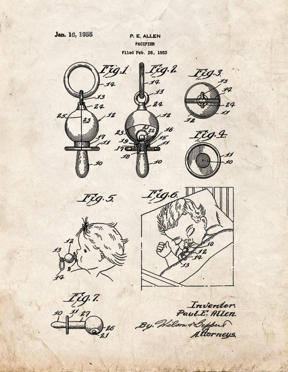 Baby Pacifier Patent Print