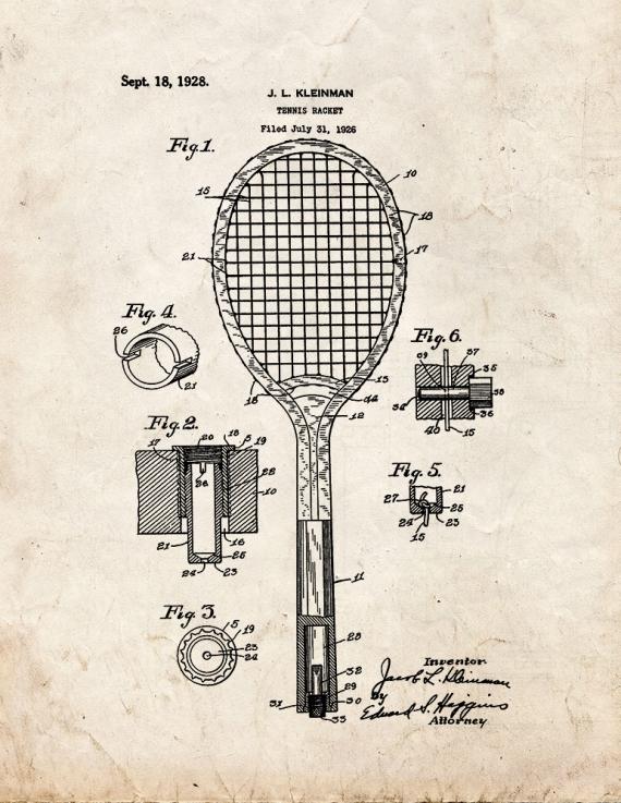 Tennis Racket Patent Print