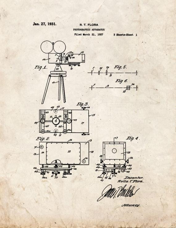 Photographic Apparatus Patent Print