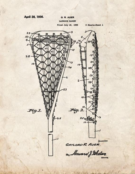 Lacrosse Racket Patent Print