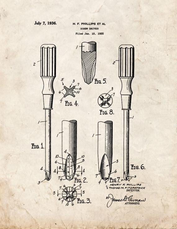 Screwdriver Patent Print