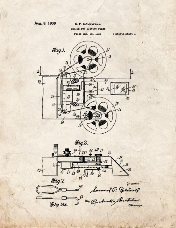 Device For Viewing Films Patent Print