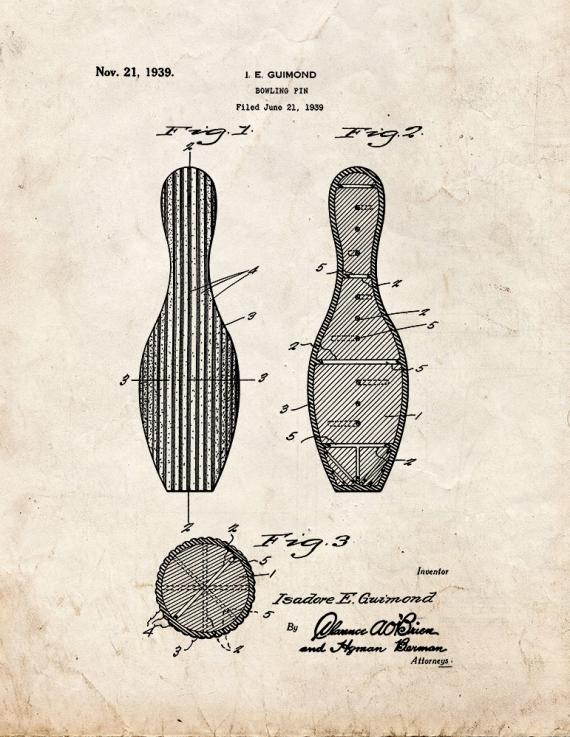 Bowling Pin Patent Print