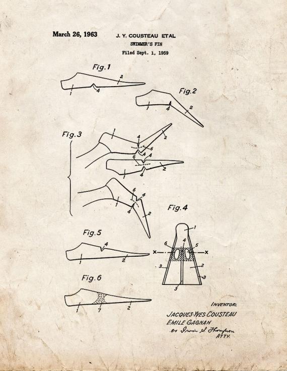 Swimmer's Fin Patent Print