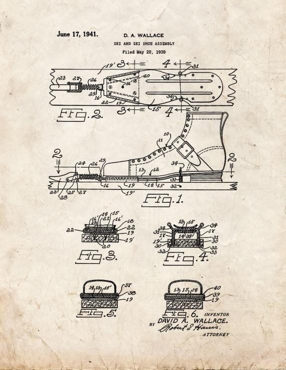 Ski And Ski Shoe Assembly Patent Print