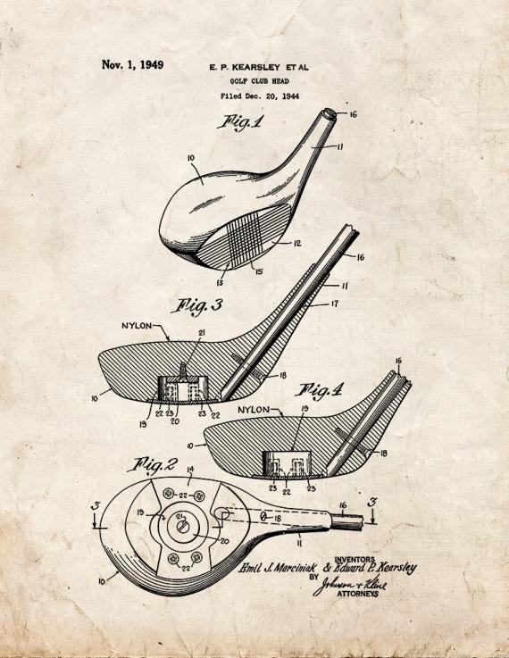 Golf Club Head Patent Print