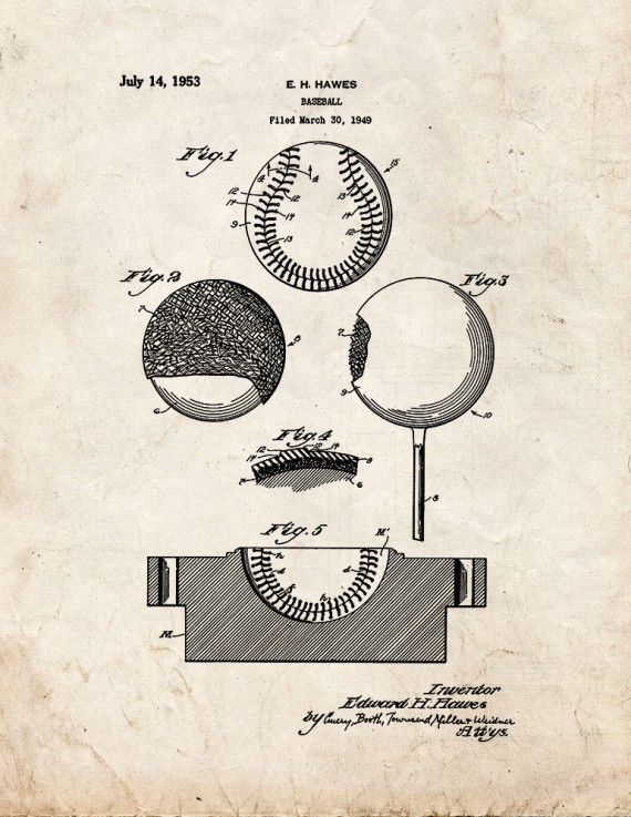 Baseball Patent Print