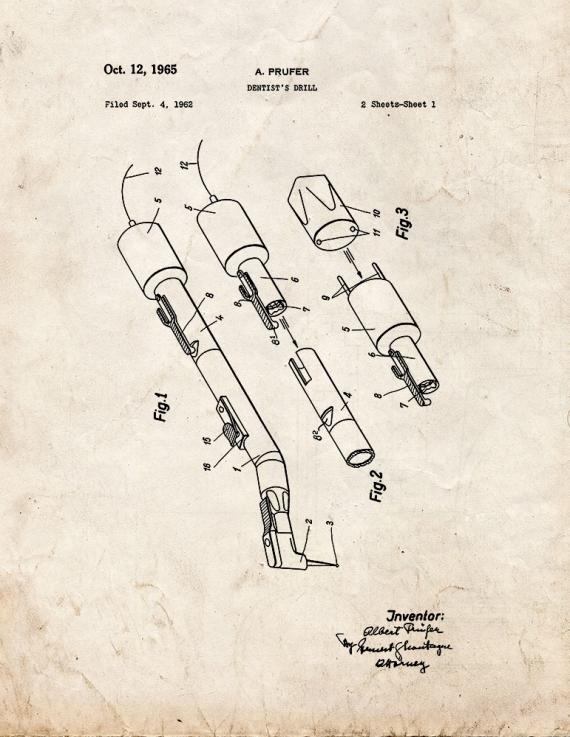 Dentist's Drill Patent Print