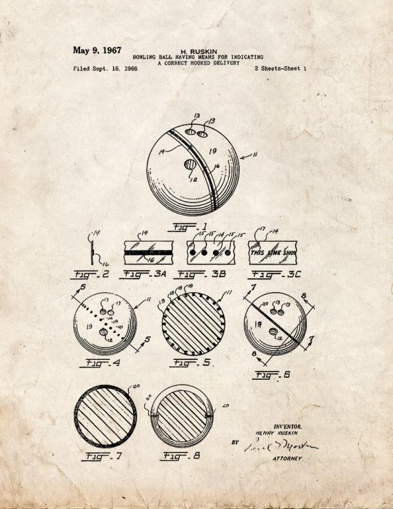 Bowling Ball Having Means For Indicating A Correct Hooked Delivery Patent Print