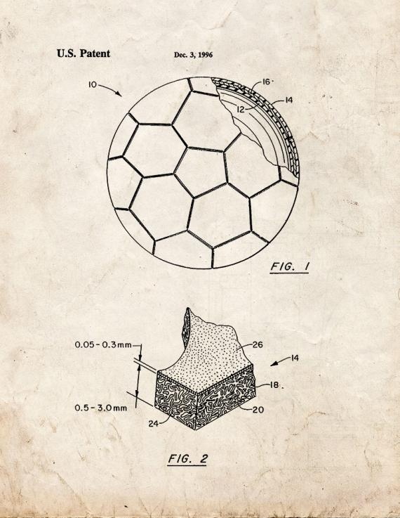 Soccer Ball With Fiber Reinforced Polyurethane Cover Patent Print