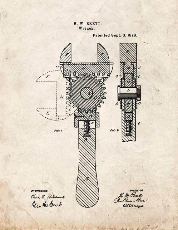 Wrench Patent Print