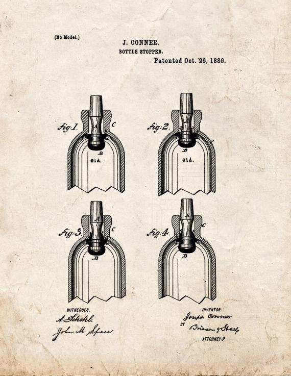 Bottle Stopper Patent Print