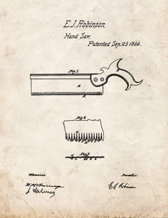 Handsaw Patent Print