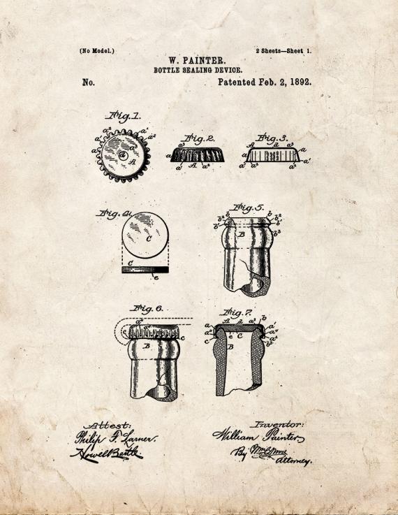 Bottle Sealing Device Patent Print