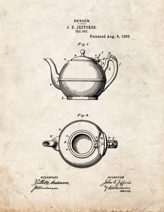 Tea Pot Patent Print
