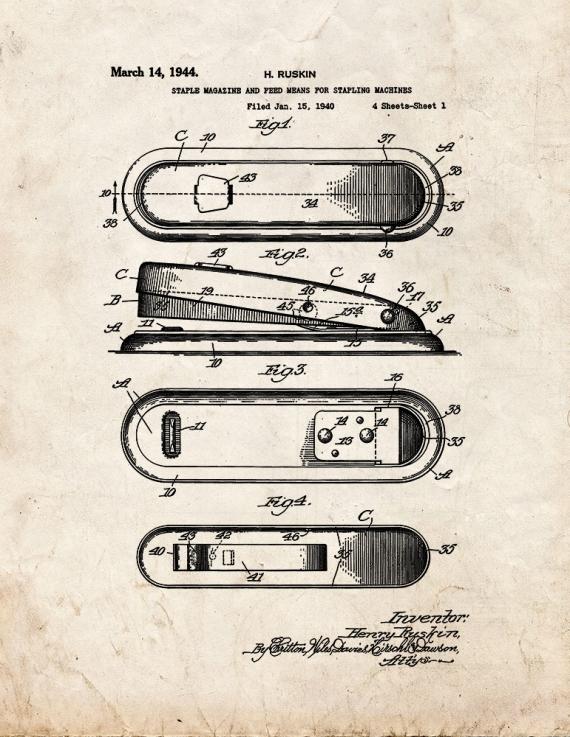 Staple Magazine And Feed Means For Stapling Machines Patent Print