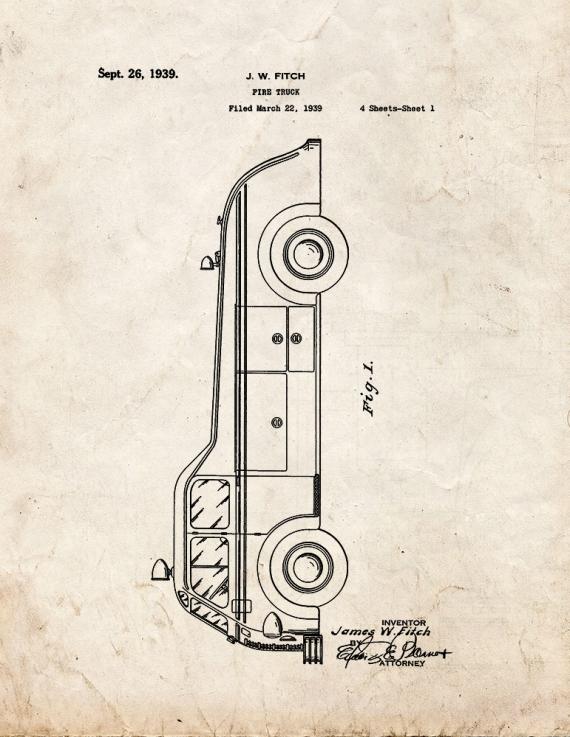 Fire Truck Patent Print