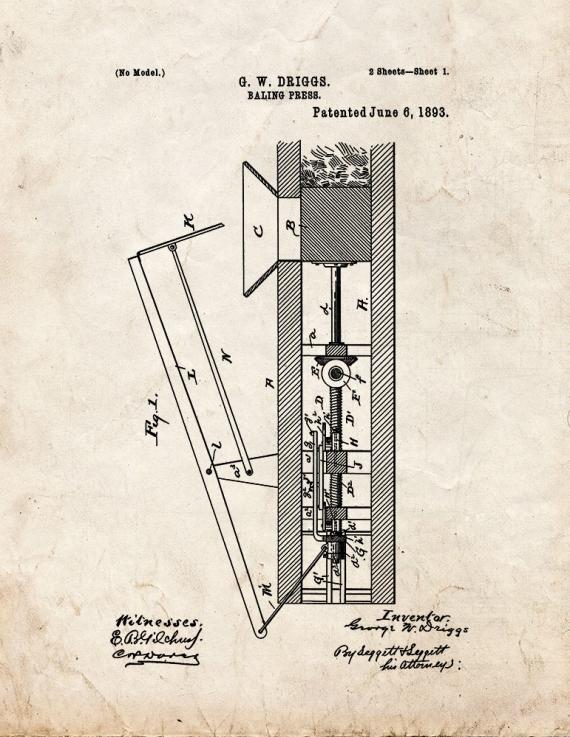 Baling Press Patent Print