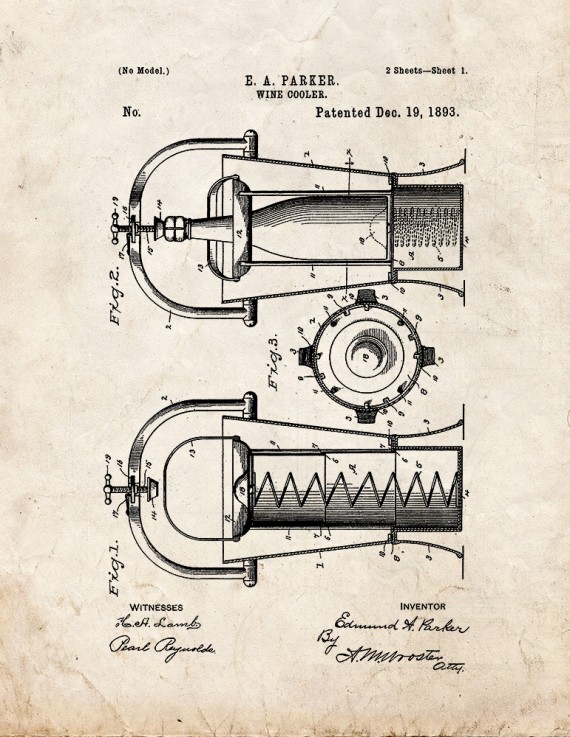 Wine Cooler Patent Print