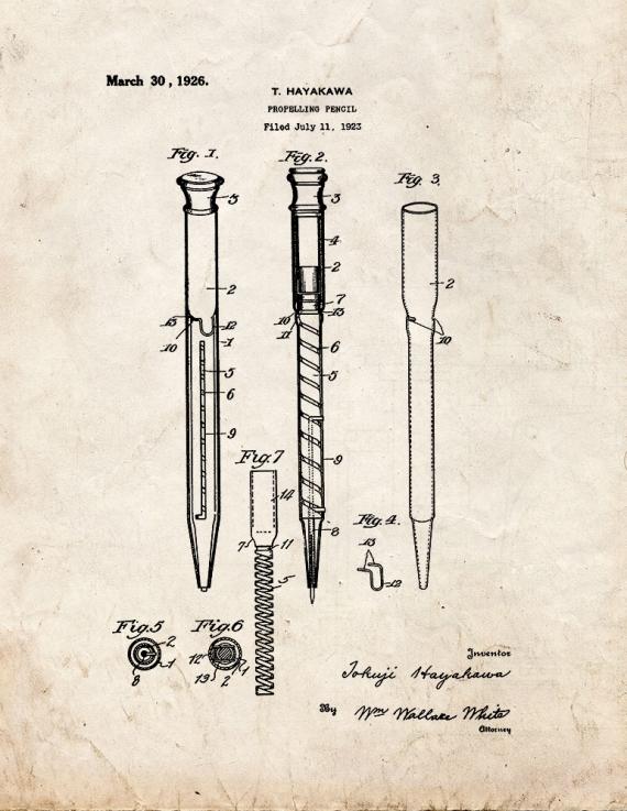 Propelling Pencil Patent Print