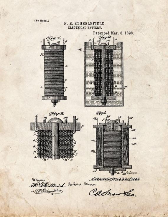 Electrical Battery Patent Print