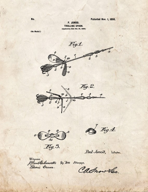 Trolling Spoon Patent Print