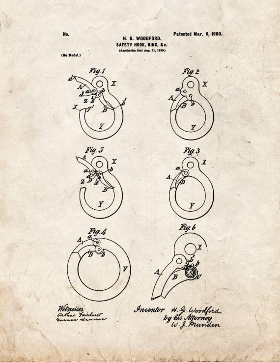 Safety Hook, Ring Patent Print