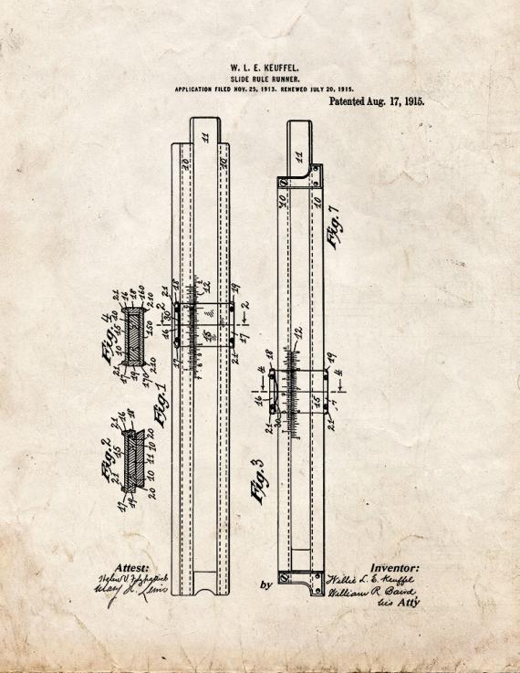 Slide-rule Runner Patent Print