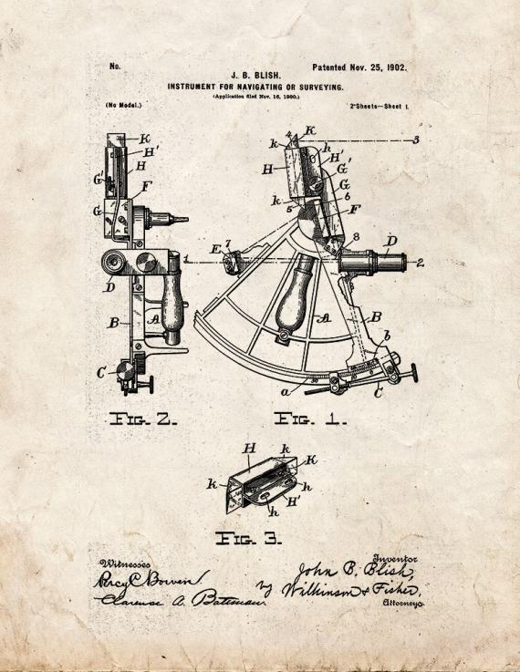 Instrument For Navigating Or Surveying Patent Print