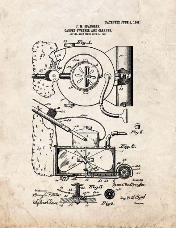 Carpet Sweeper And Cleaner Patent Print