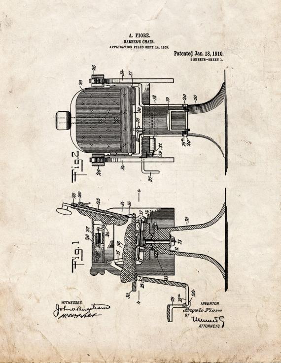 Barber's Chair Patent Print