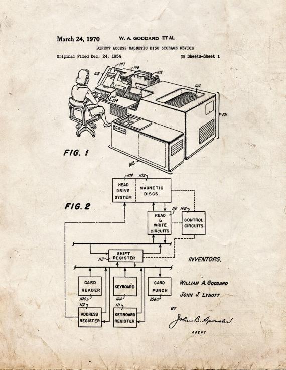 Direct Access Magnetic Disc Storage Device Patent Print