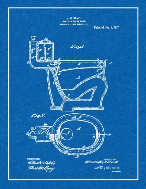 Sanitary Toilet-bowl Patent Print