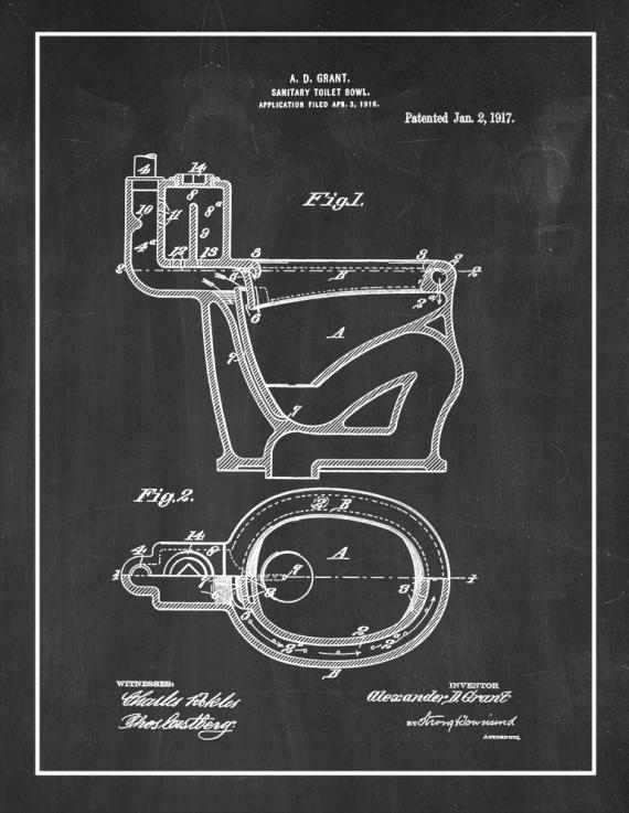 Sanitary Toilet-bowl Patent Print