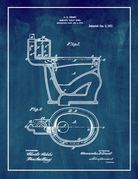 Sanitary Toilet-bowl Patent Print