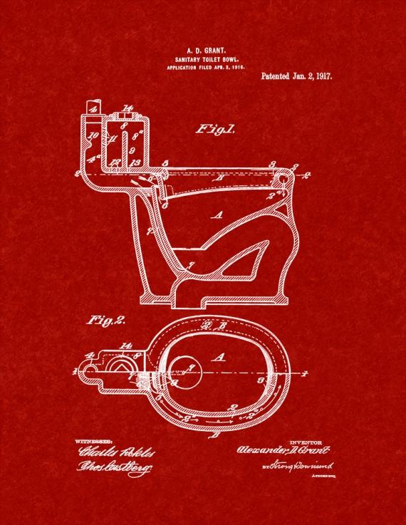 Sanitary Toilet-bowl Patent Print