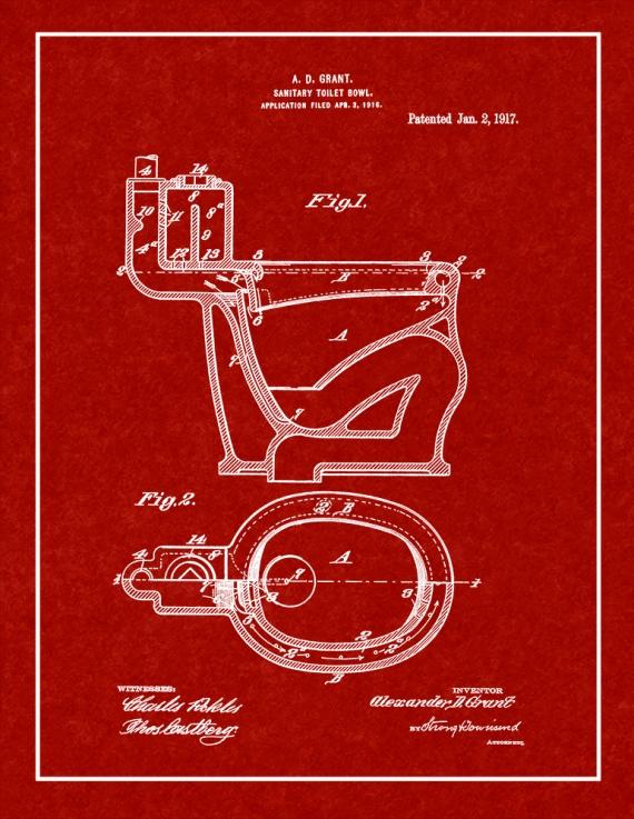 Sanitary Toilet-bowl Patent Print