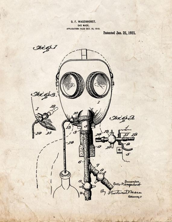 Gas Mask Patent Print