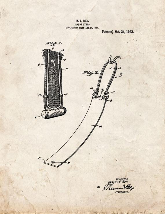 Razor Strop Patent Print