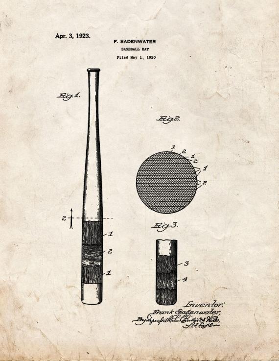 Baseball Bat Patent Print