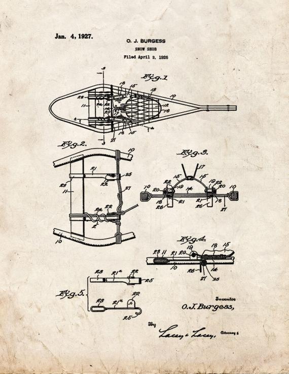 Snowshoe Patent Print