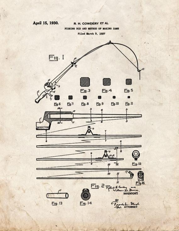 Fishing Rod Patent Print