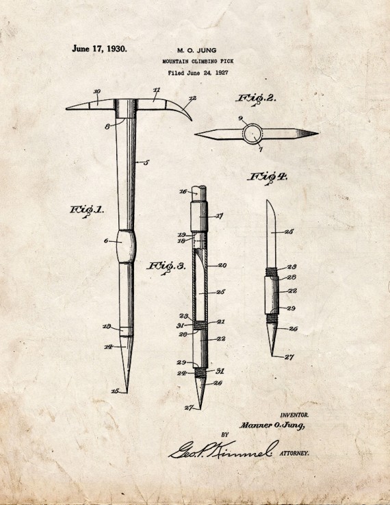 Mountain Climbing Pick Patent Print